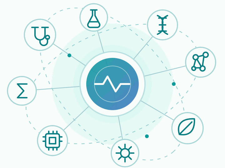 Animated multidisciplinary scientific research icons